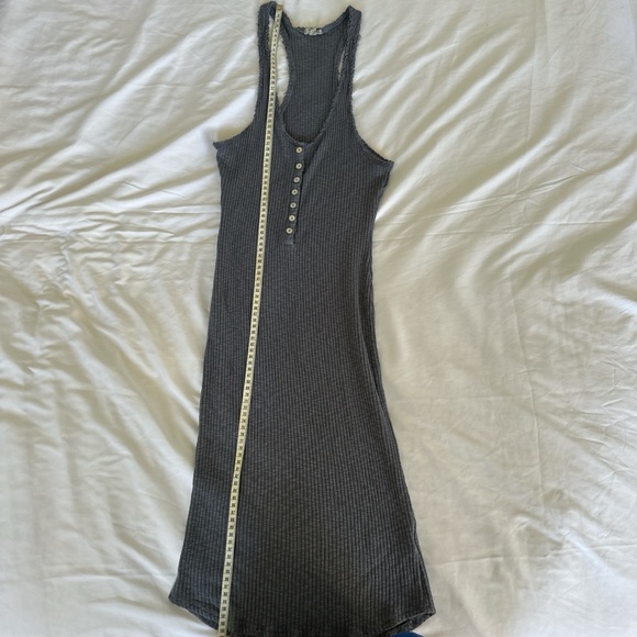 Ecote Charcoal Ribbed Henley Midi Dress - Picture 2 of 7